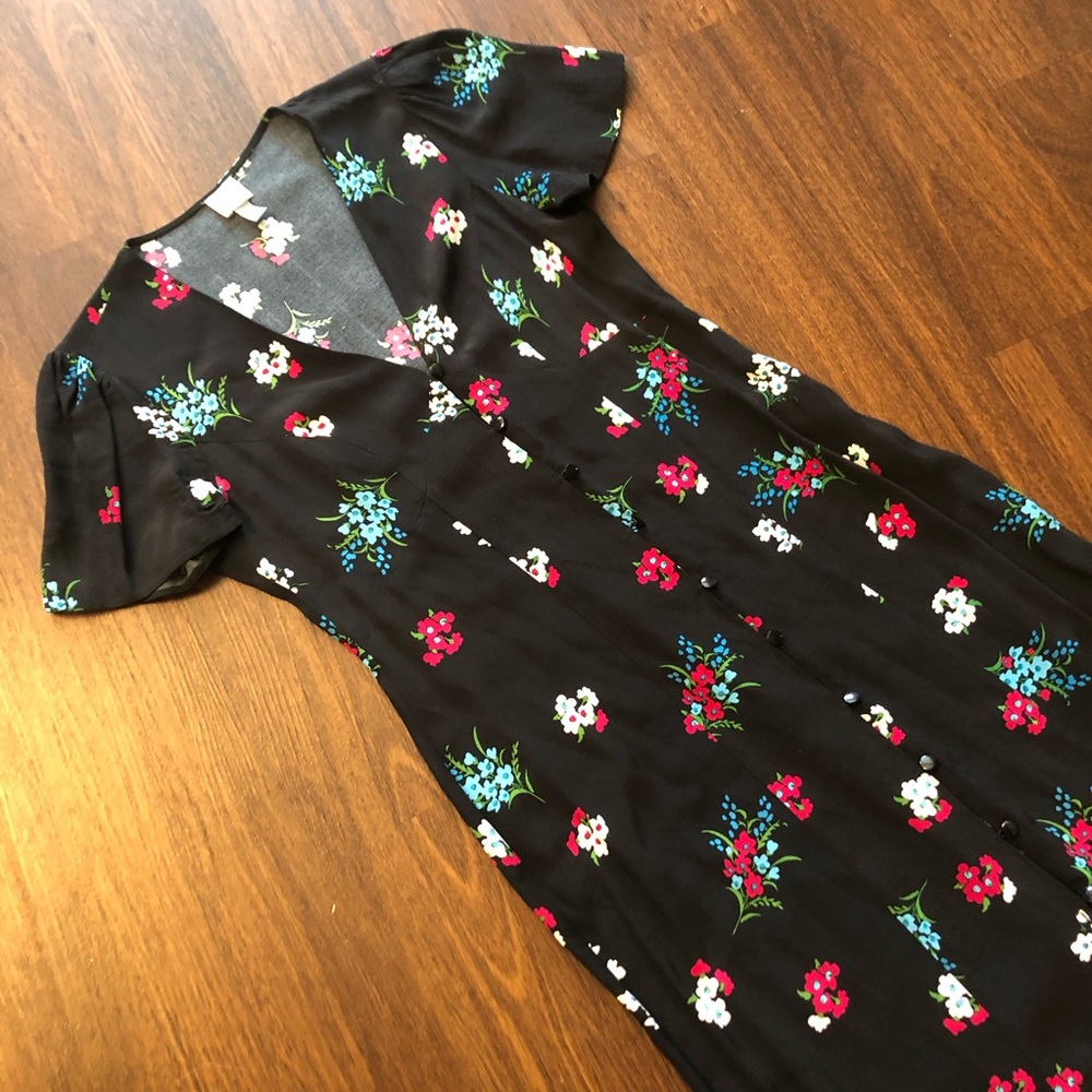 ASOS Black Floral Button Down Maxi Dress